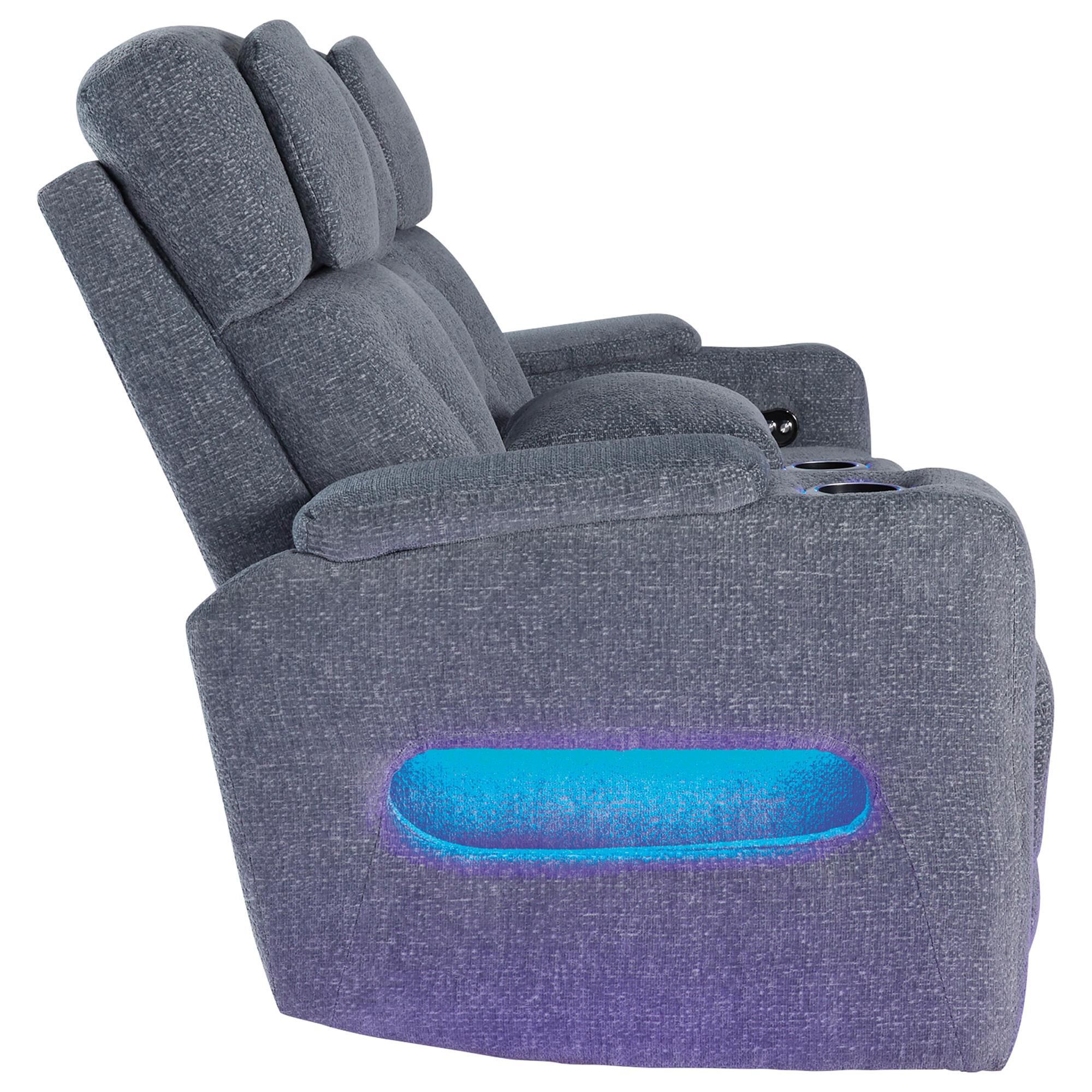 Ashley Forest Lake Power Reclining Console Loveseat in Steel
