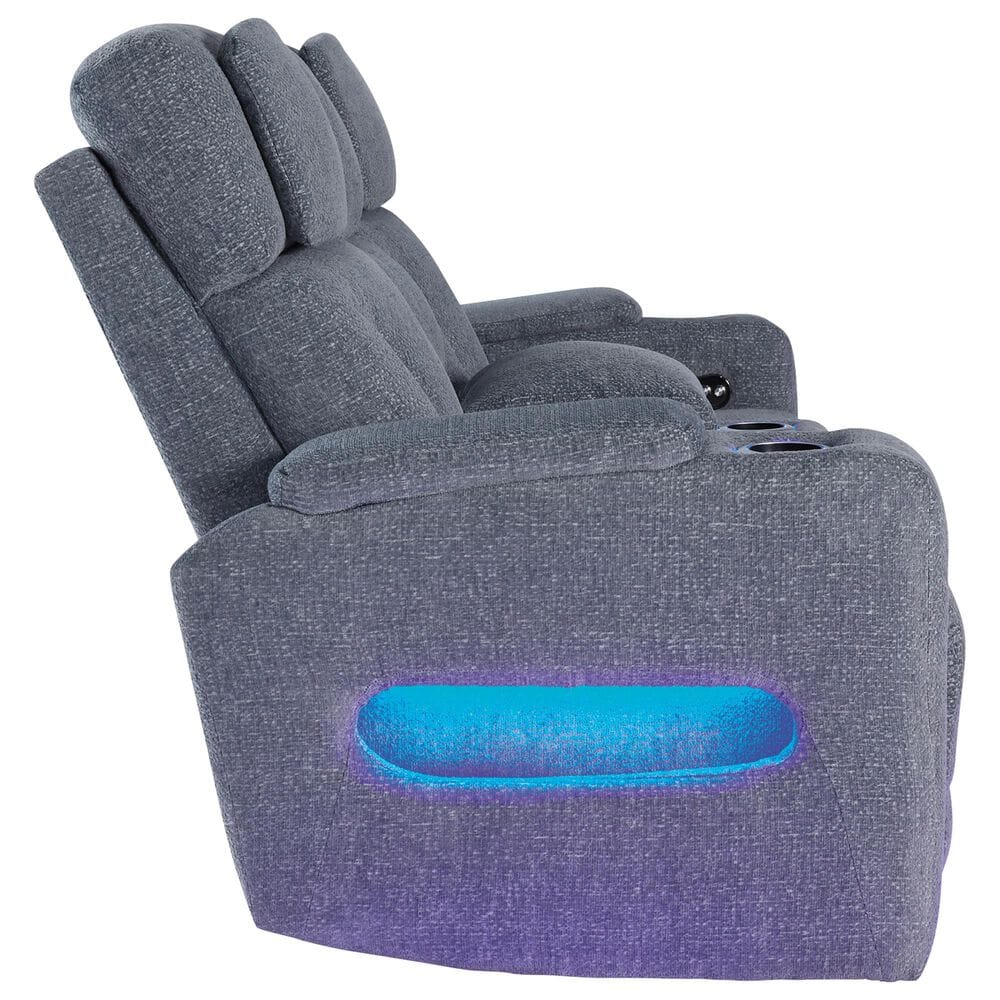 Ashley Forest Lake Power Reclining Loveseat in Steel, , large