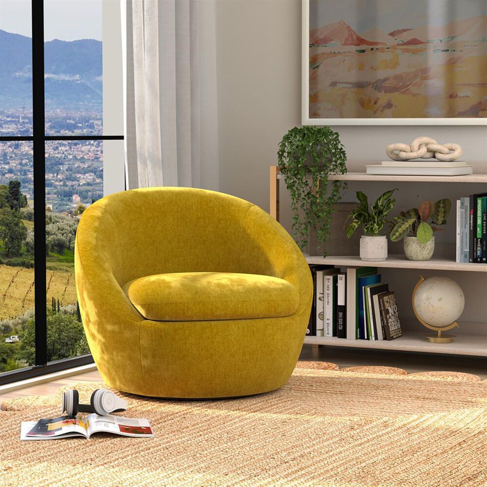 Golden Wave Furniture Blossom Swivel Chair in Yellow, , large
