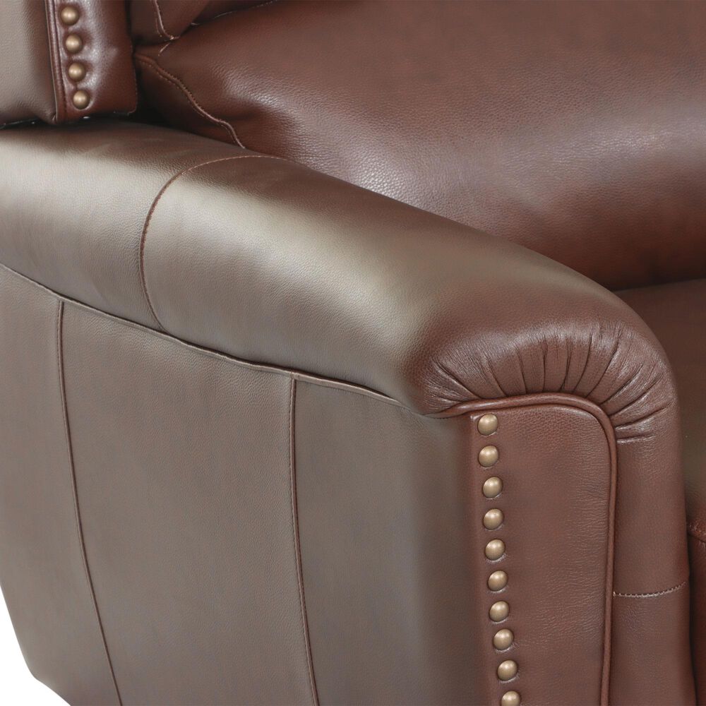 Chateau d'Ax 3-Piece Stationary Leather Living Room Set with Recliner in Red Brown, , large