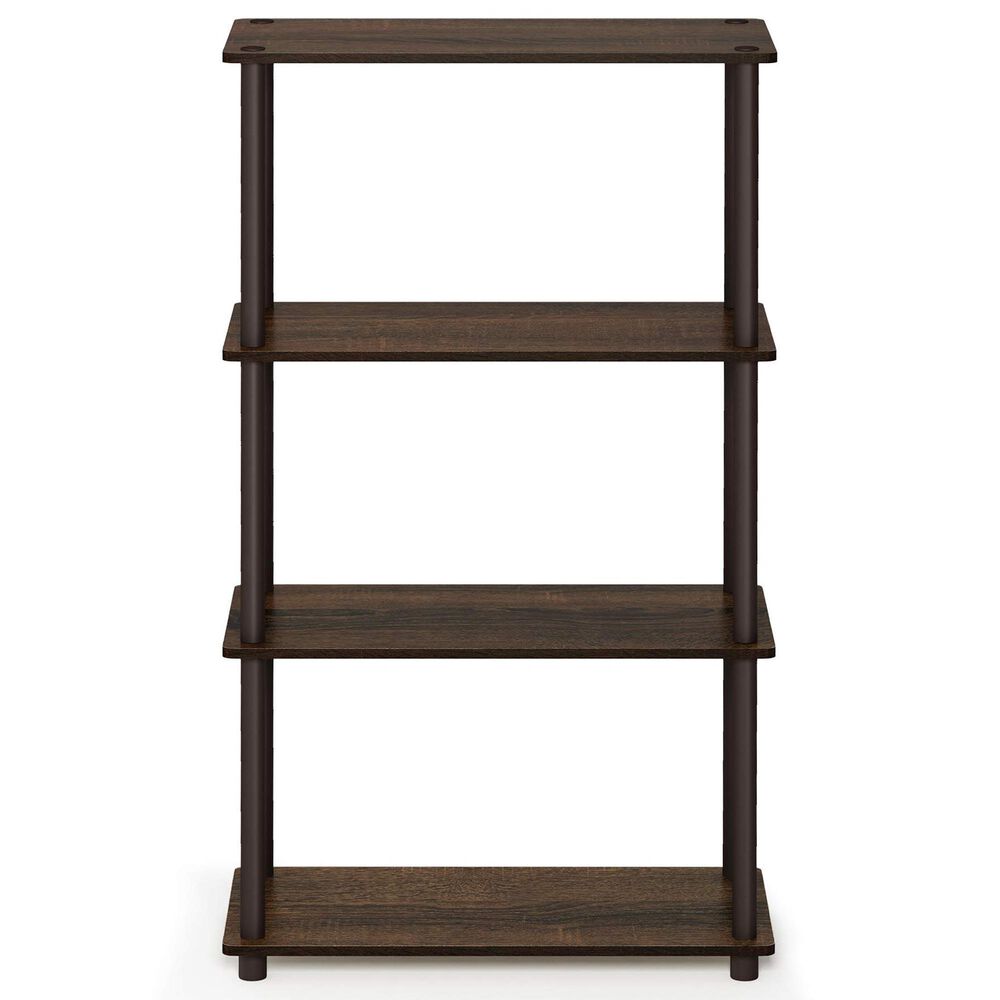 HOMLUX Turn-N-Tube 4-Tier Multipurpose Shelf Display Rack in Walnut and Brown, , large