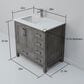 Lexora Home Jacques 36" Left Offset Single Bathroom Vanity in Distressed Grey with 2 cm White Quartz Top and Rectangular Sink, , large