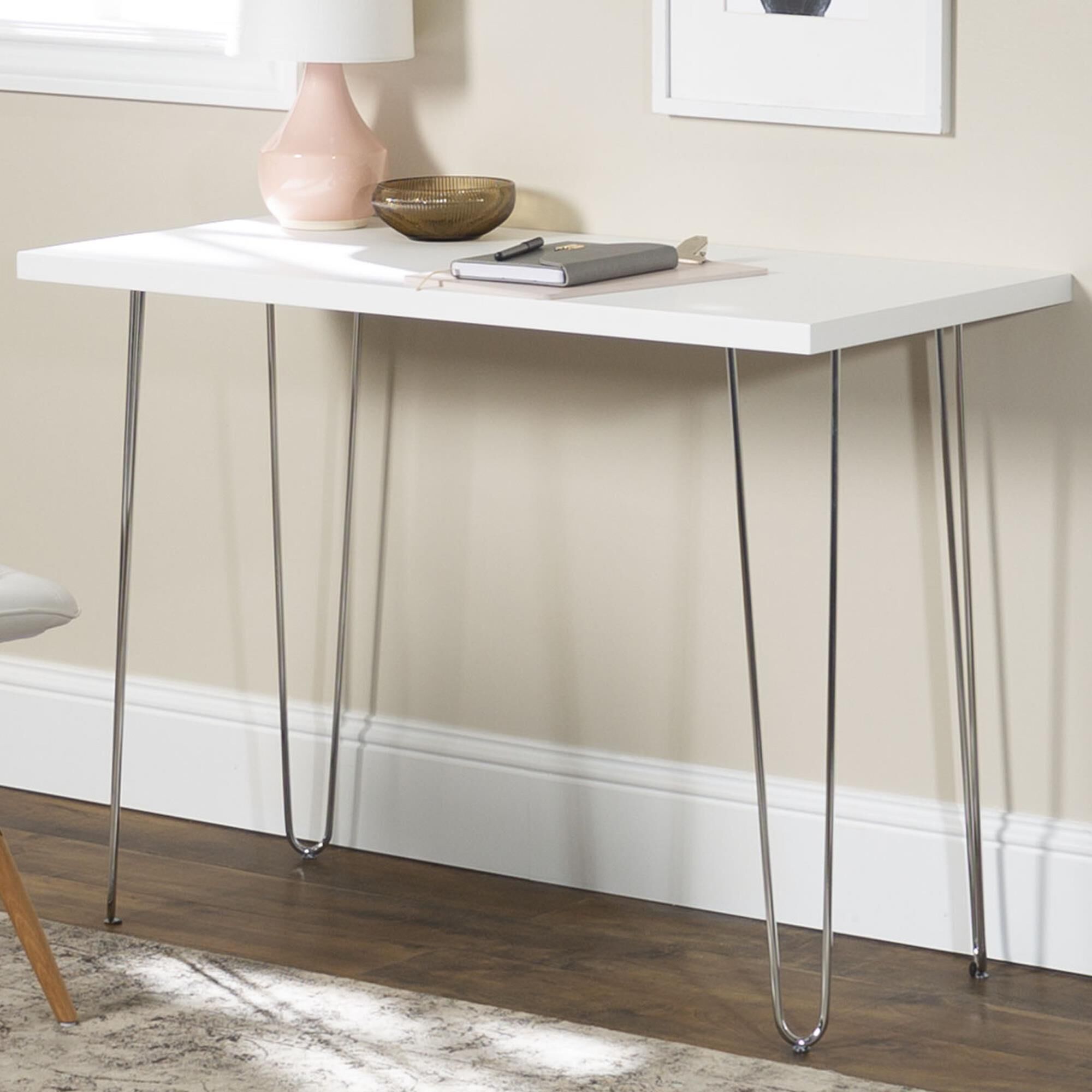 Walker edison white writing desk sale