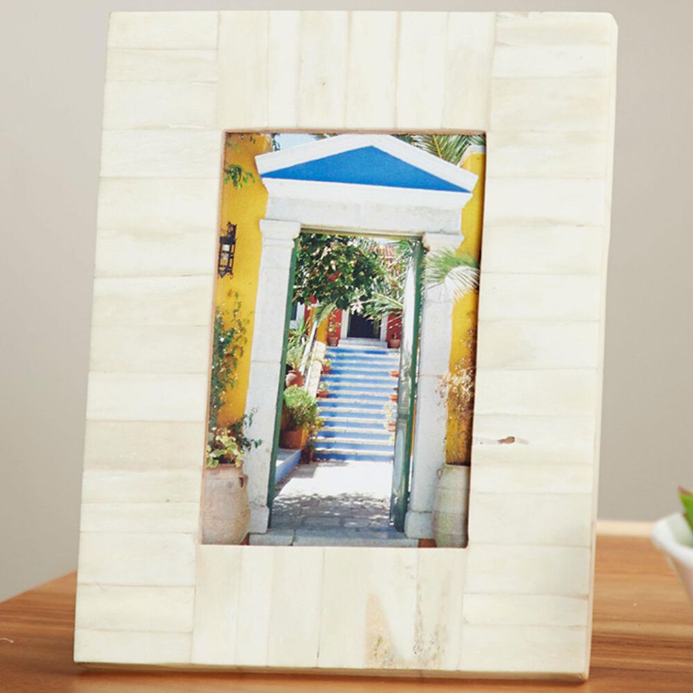 Maple and Jade 6.5" x 9" Picture Frame in White, , large