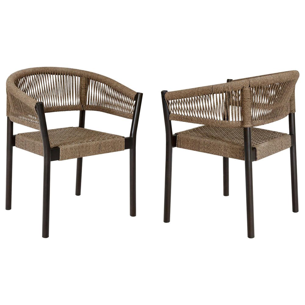 Blue River Doris Outdoor Dining Chair with Truffle Rope Seat in Dark Eucalyptus (Set of 2), , large