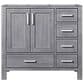 Lexora Home Jacques 36" Left Offset Single Bathroom Vanity in Distressed Grey with 2 cm White Cultured Marble Top and Rectangular Sink, , large