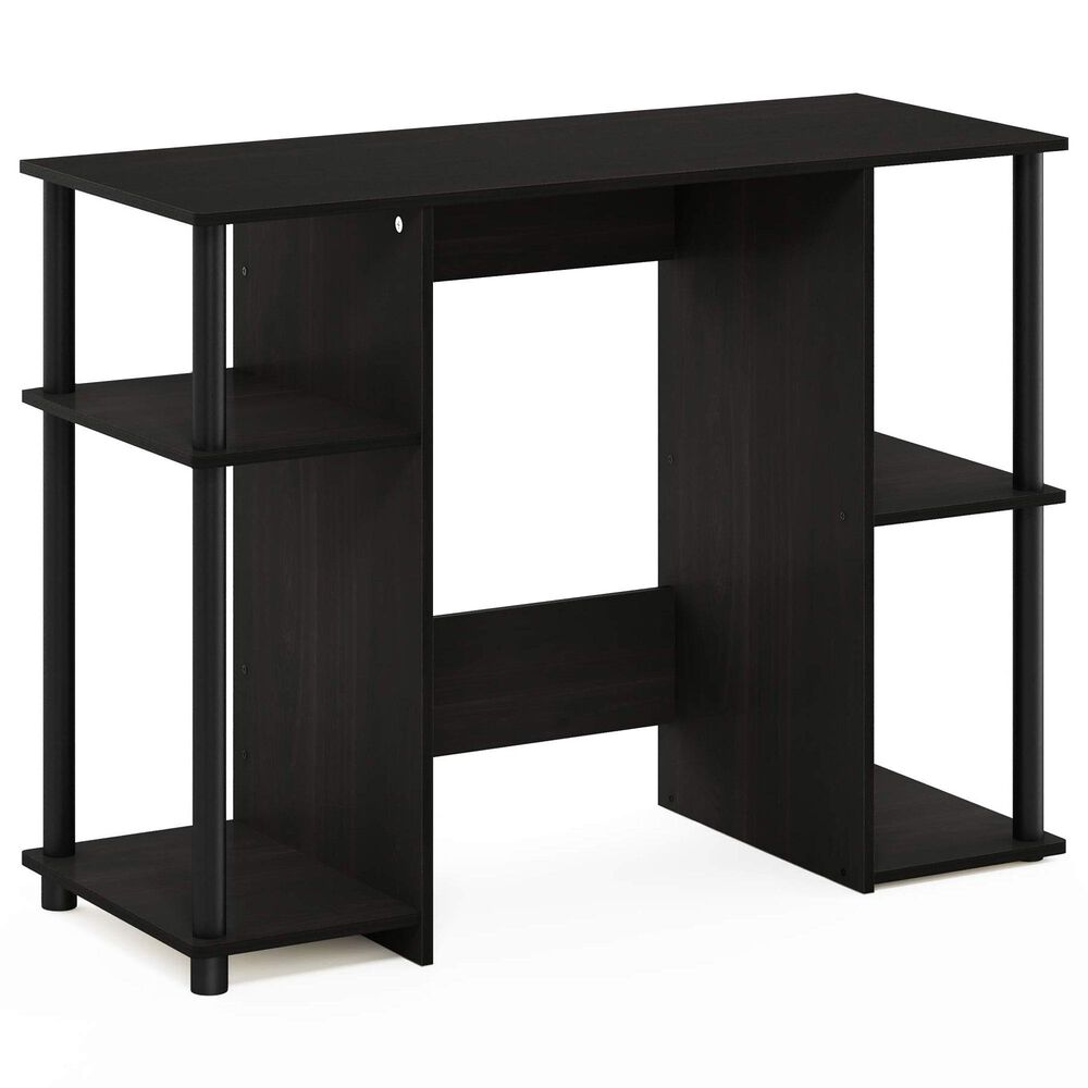 HOMLUX 38" Computer Desk with Dual Open Side Shelves in Espresso and Black, , large