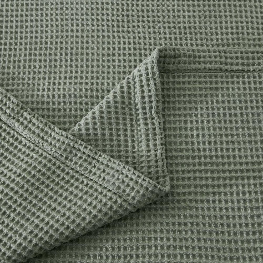 Trade Linker Full/Queen Waffle Weave Knit Throw Blanket in Sage, , large
