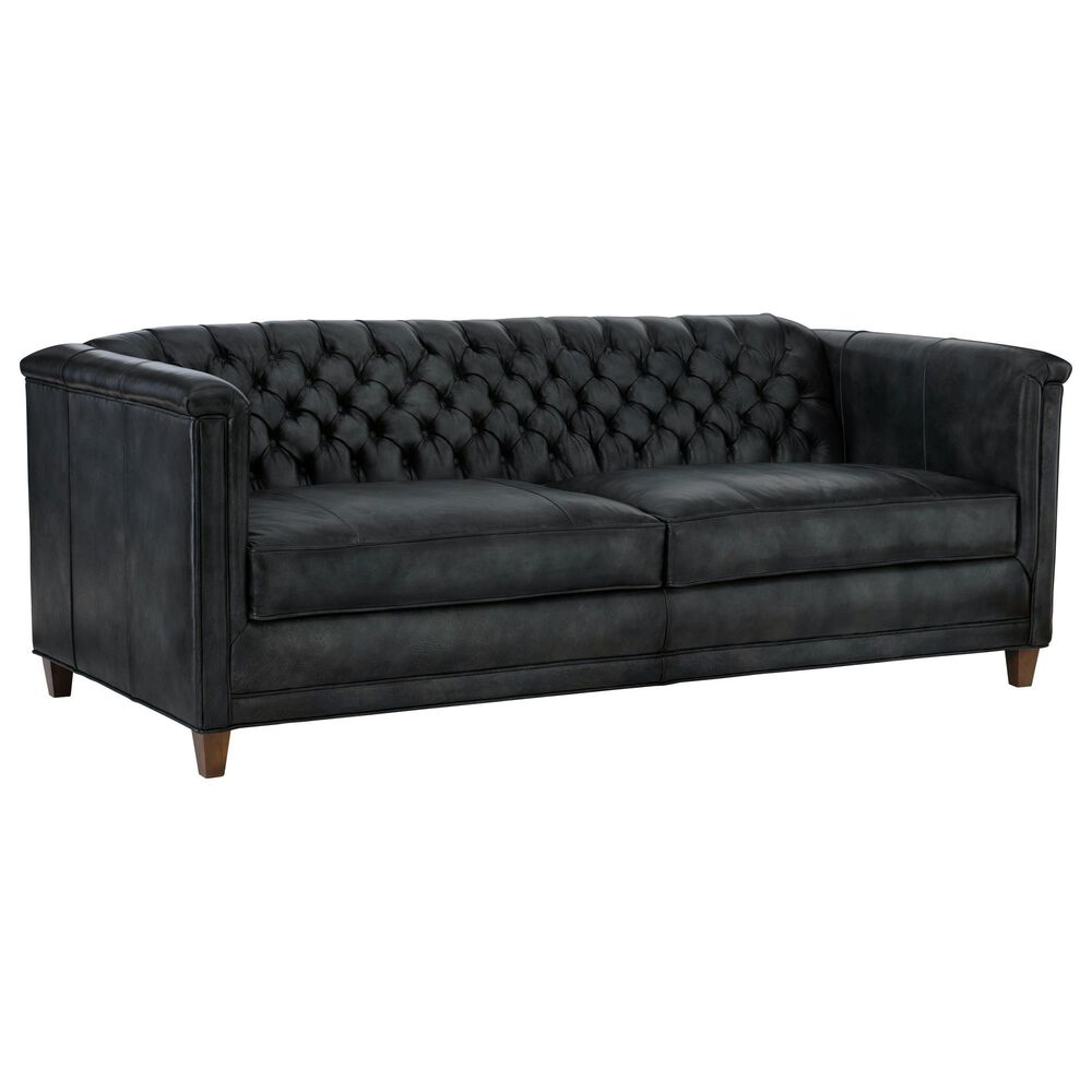 Bradington-Young Jaden Leather Tufted Sofa in Blue, , large