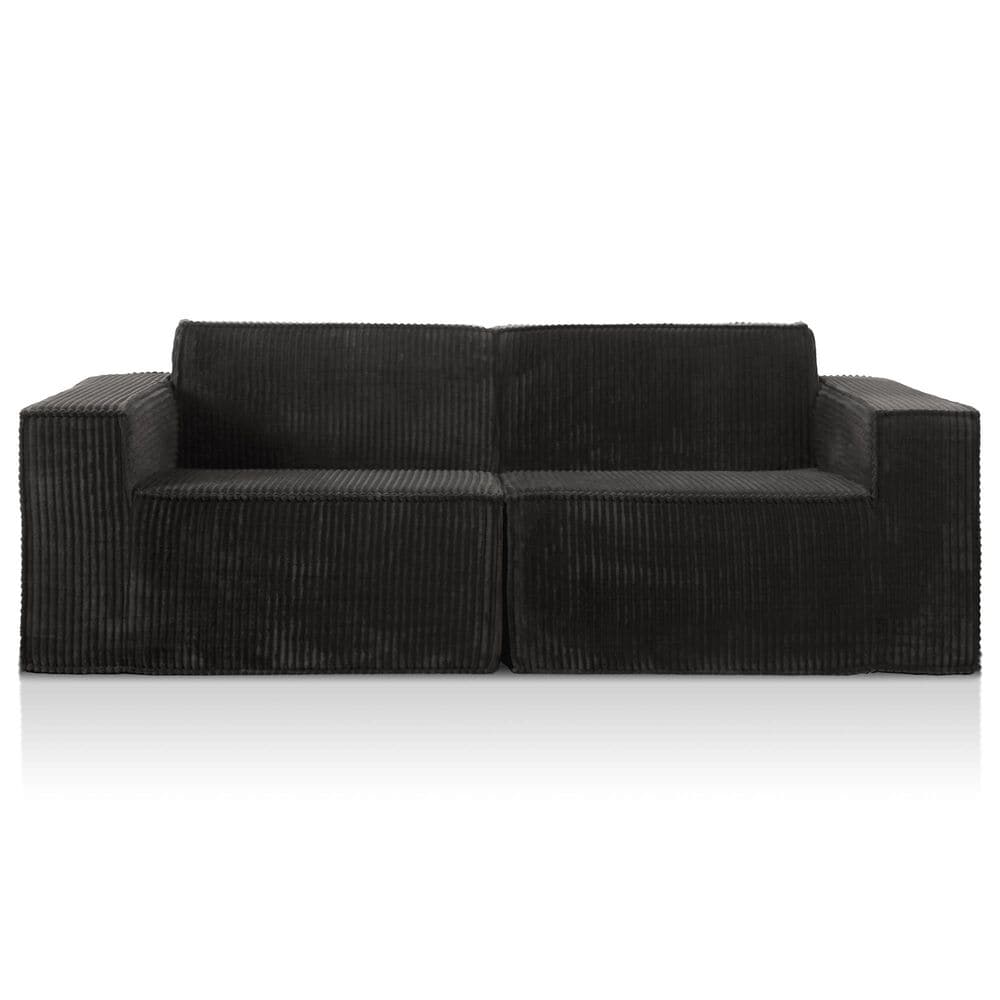 Furniture of America Facil 2-Piece Modular Track Arm Loveseat in Black, , large