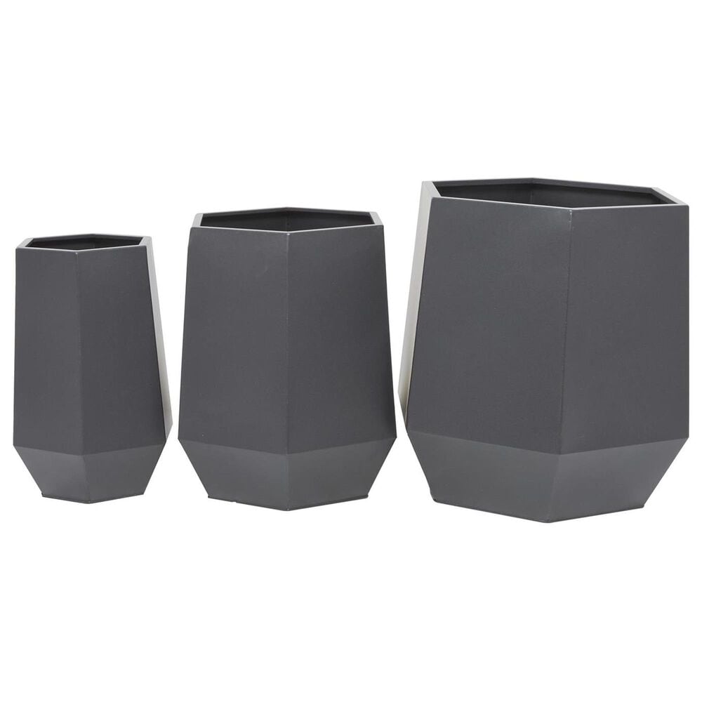 Maple and Jade Hexagon Planter in Matte Gray &#40;Set of 2&#41;, , large