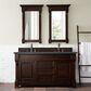 James Martin Vanities Brookfield 60" Double Bathroom Vanity in Burnished Mahogany with Single Hole 3 cm White Zeus Quartz Top and Rectangular Sinks, , large