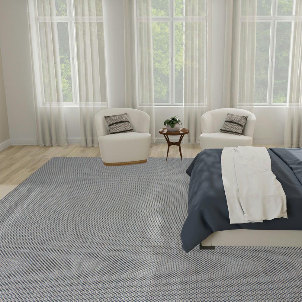 Nourison Courtyard Ivory and Blue 10&#39; x 14&#39; Indoor/Outdoor Area Rug, , large