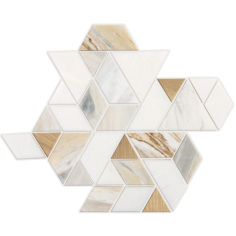 Dal-Tile Pietra Divina Namaste Gold Blend Spectrum Mosaic Tile, , large