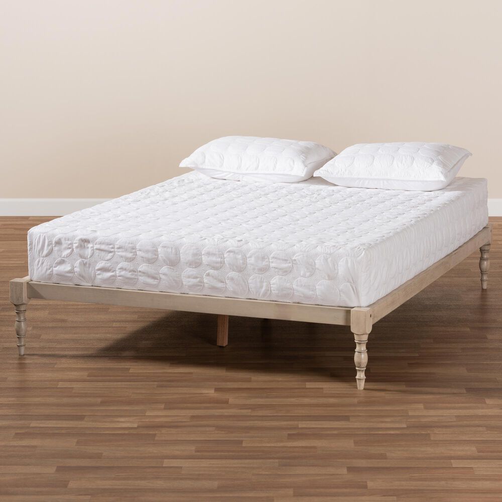 Baxton Studio Iseline King Platform Bed Frame in Antique White, , large