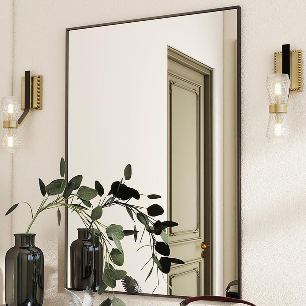 HOMLUX 26" x 38" Wall Mount Rectangular Decorative Mirror in Black, , large
