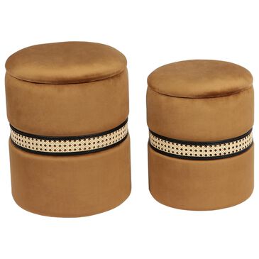 Tov Furniture Alani Nesting Ottoman in Cognac (Set of 2), , large