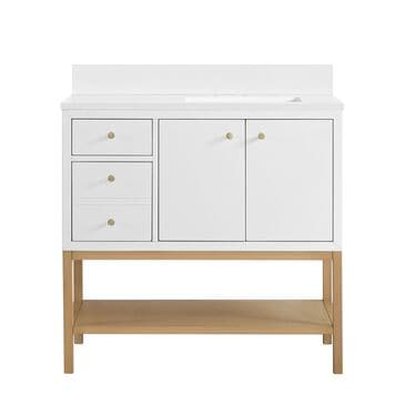 37B Isadore 36" Single Bathroom Vanity Cabinet in Bright White and White Composite Stone Top and Backsplash, , large
