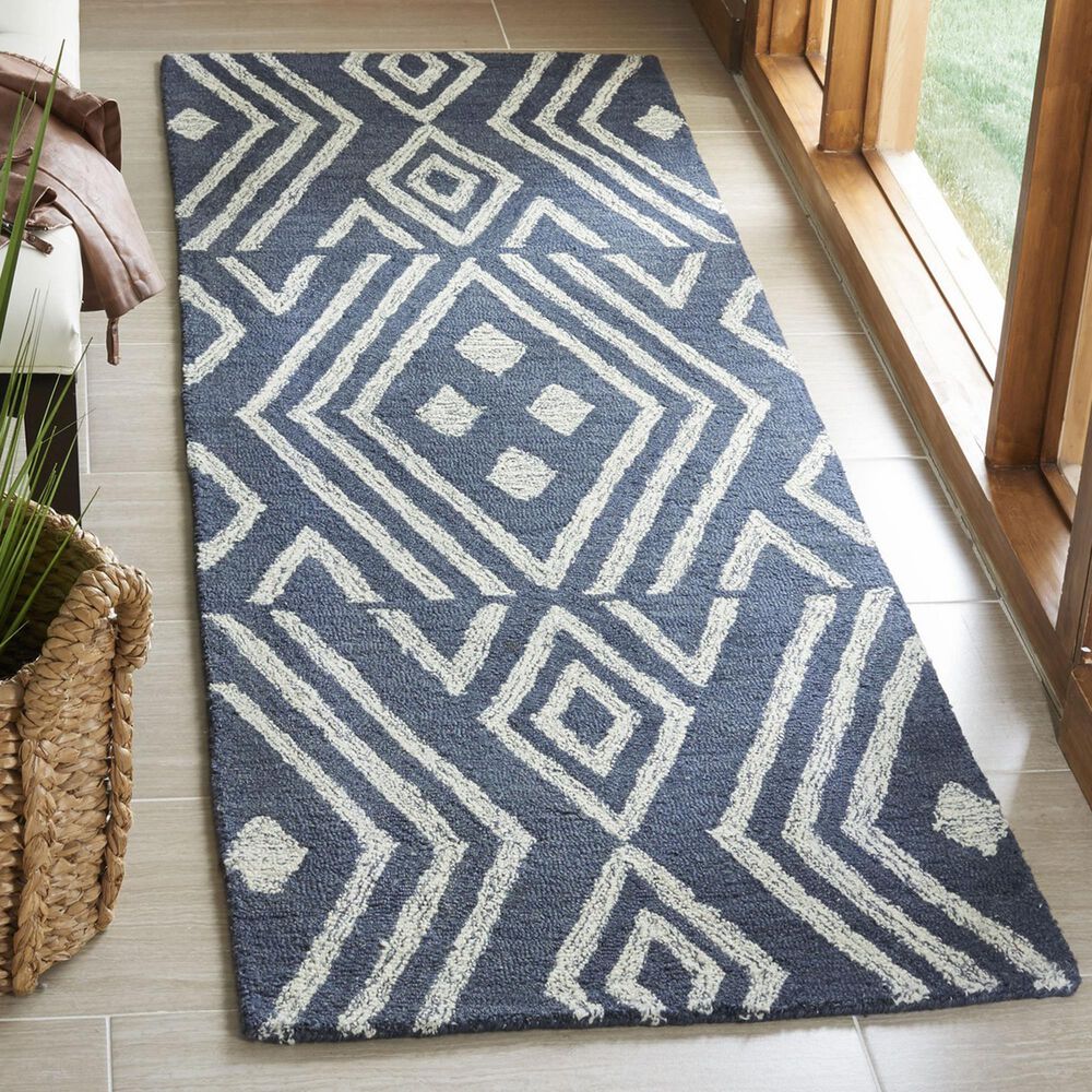 Safavieh Micro-Loop 2&#39;3&quot; x 7&#39; Navy and Blue Runner, , large