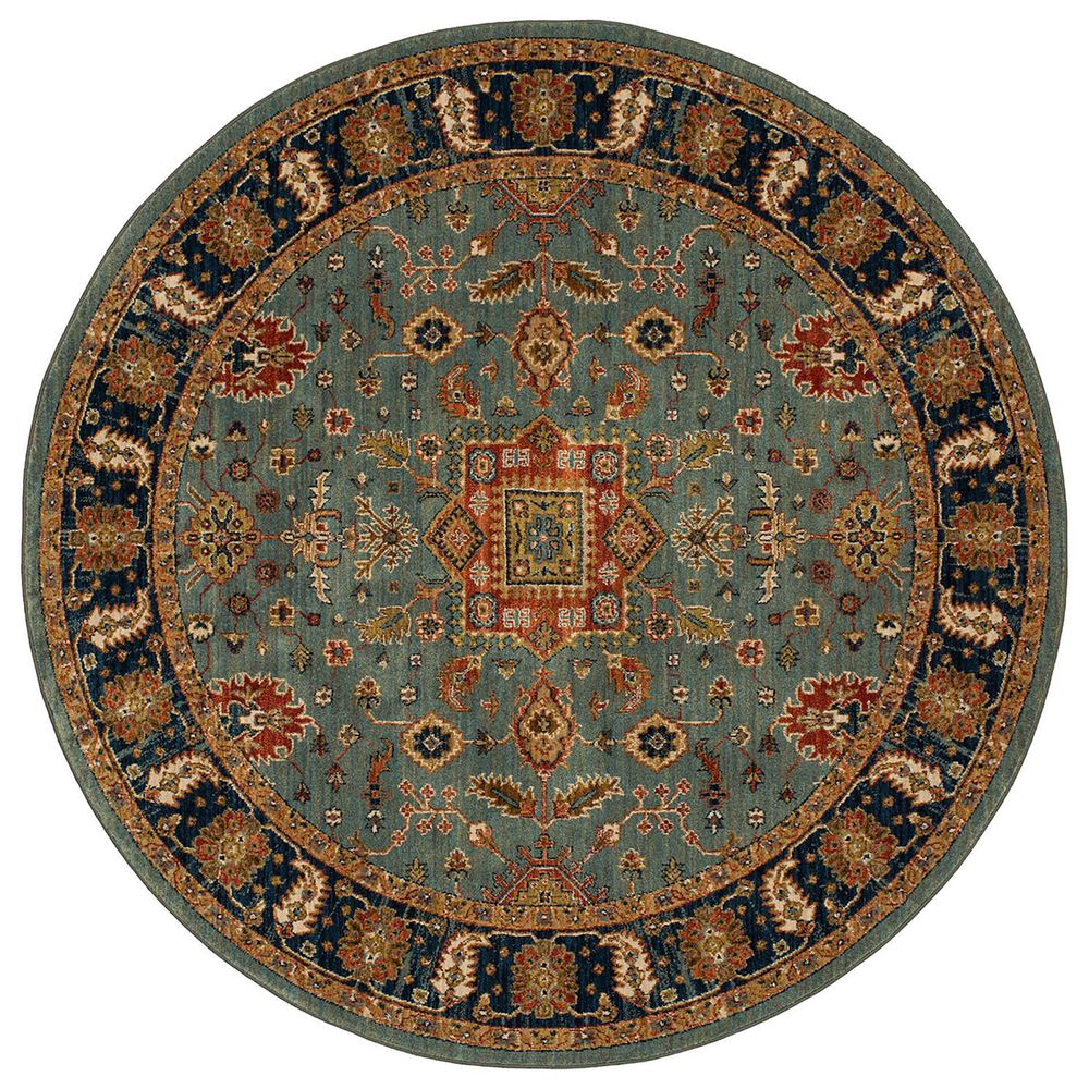 Karastan Spice Market 8' Round Aquamarine Area Rug, , large