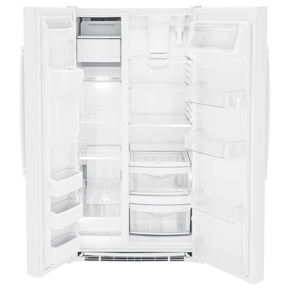 GE Appliances 25.3 Cu. Ft. Side by Side Refrigerator with External Dispenser in White, , large