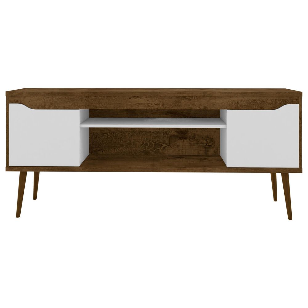 Dayton Bradley 62.99" TV Stand in Rustic Brown/White, , large