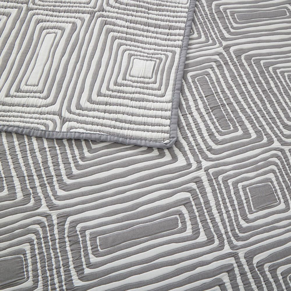 Duke Imports 3-Piece Jacquard Full/Queen Quilt Set in Charcoal Agate, , large