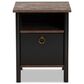 Baxton Studio Vaughan 1-Door Nightstand in Dark Brown, Rustic Brown and Black, , large
