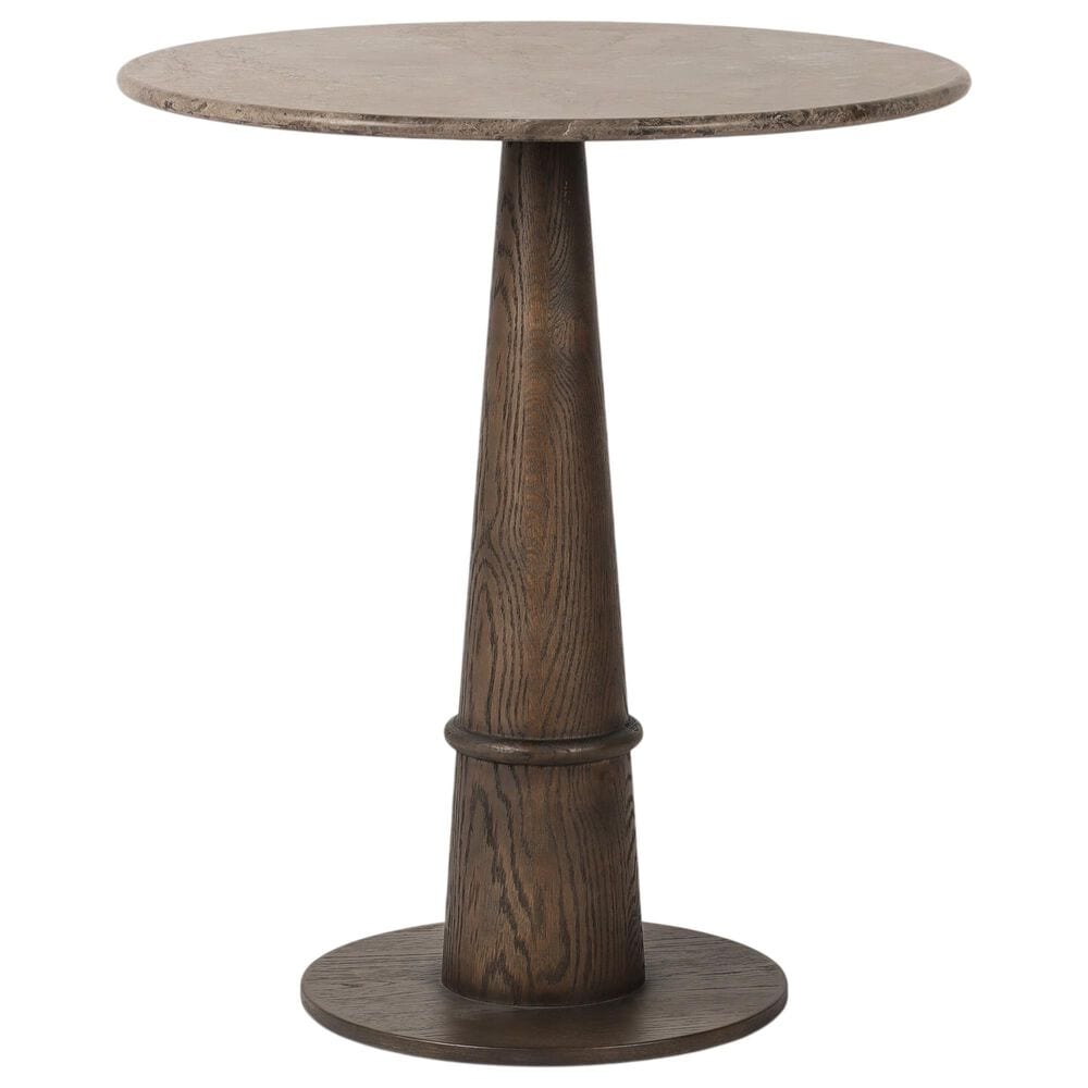 Four Hands Goetz Bar Counter Table in Brown Ash and Warm Grey Marble, , large