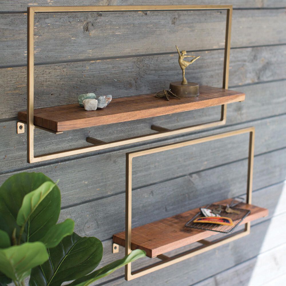 Kalalou Industrial Wood Shelves in Mango Wood - Set of 2, , large