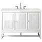 James Martin Vanities Athens 48" Single Bathroom Vanity in Glossy White with 3 cm Eternal Jasmine Pearl Quartz Top and Rectangular Sink, , large