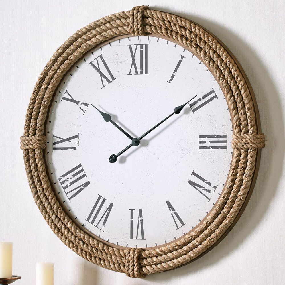 Kenroy Rudy Wall Clock in MDF/Rope, , large