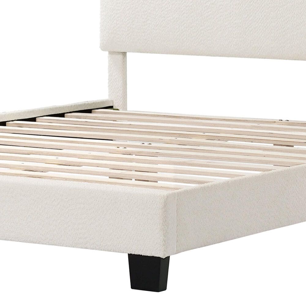 Furniture of America Gail Queen Upholstered Platform Bed with Standard Headboard in White, , large