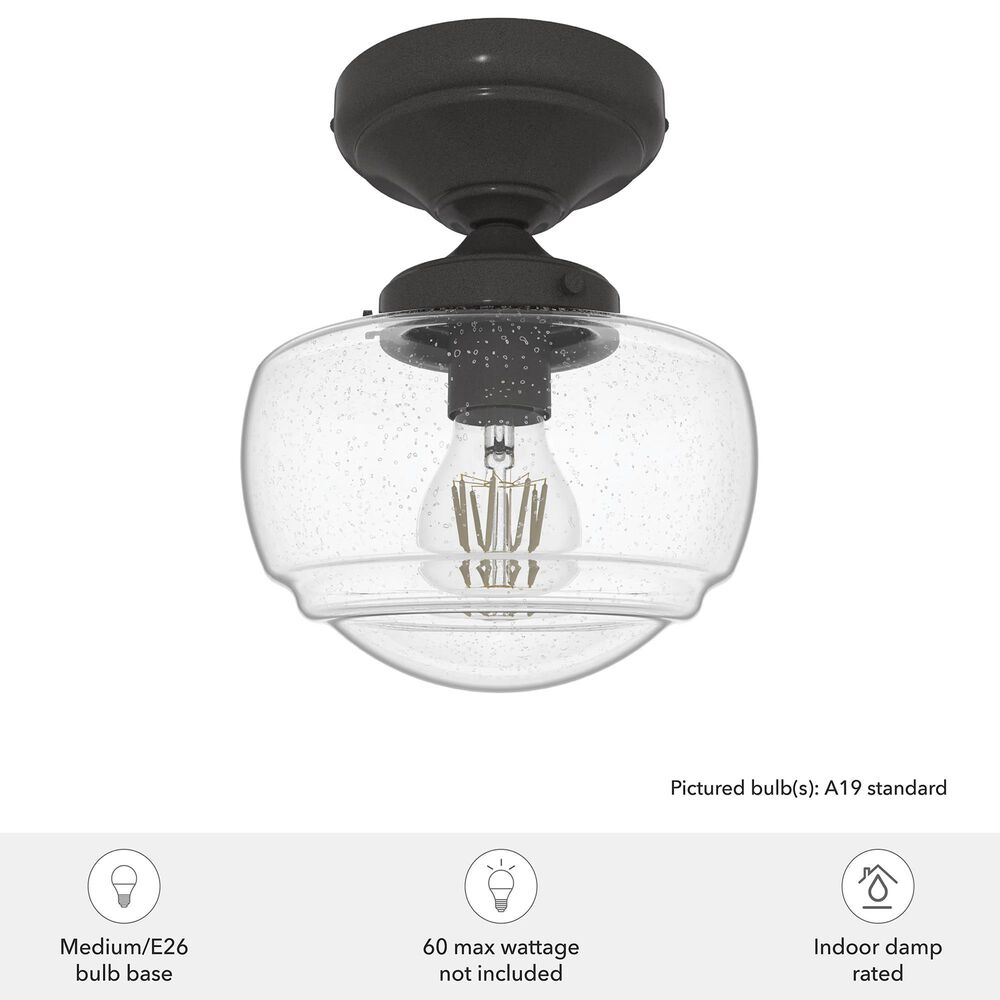 Hunter Saddle Creek 1-Light Mini Semi Flush with Clear Seeded Glass in Noble Bronze, , large