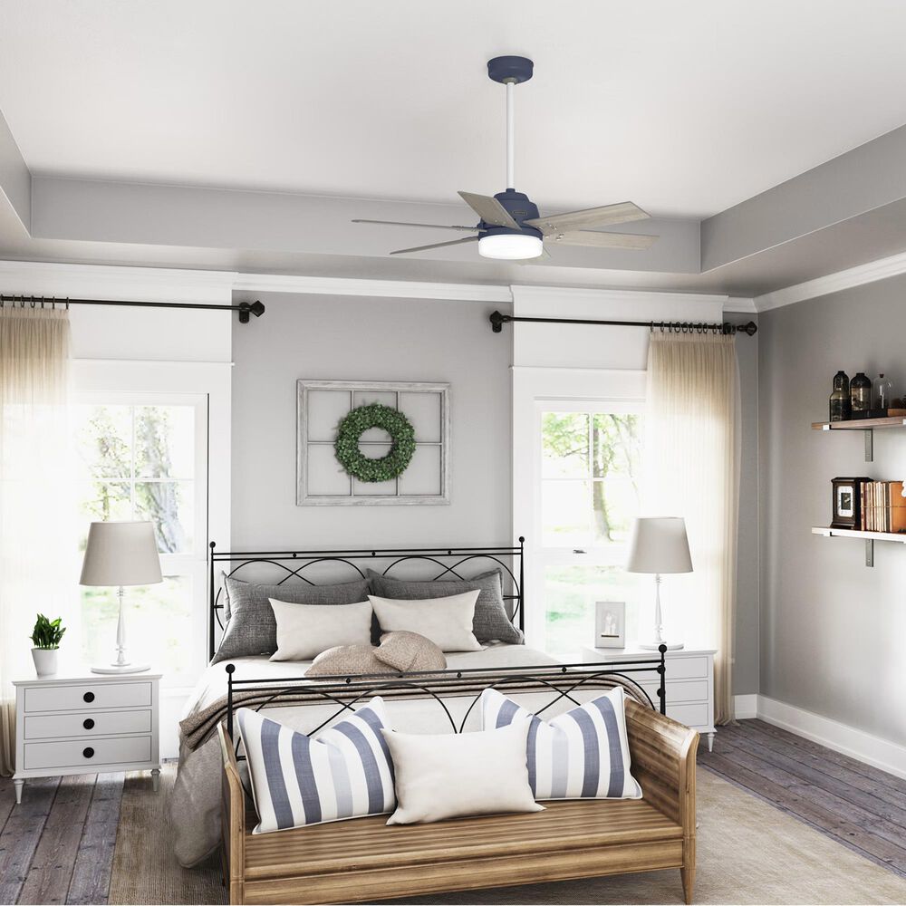Hunter Pacer 44&quot; Ceiling Fan with LED Lights in Indigo Blue, , large