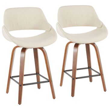 Lumisource Fabrizzi Mid-Century Modern Counter Stool in Cream, Walnut and Black (Set of 2), , large