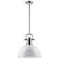 Golden Lighting Duncan 1-Light Pendant with Rod and White Shade in Chrome, , large