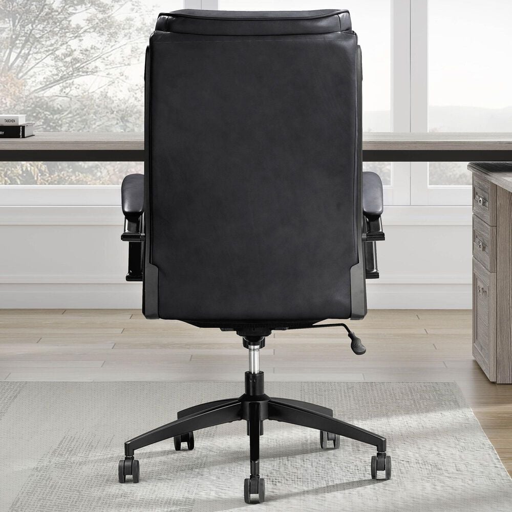 Simeon Collection Leather Desk Chair in Smooth Black, , large