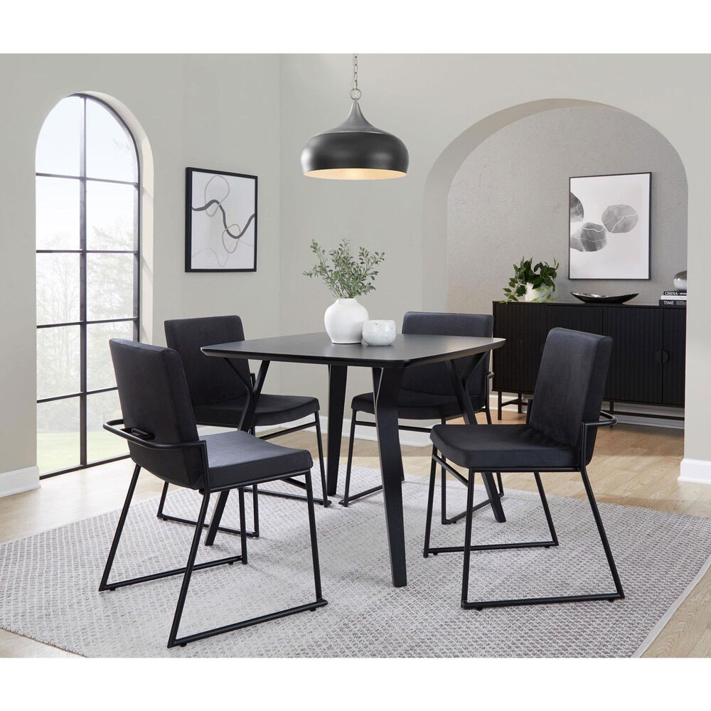 LumiSource Dutchess Side Chair with Black Velvet Cushion in Black (Set of 2), , large