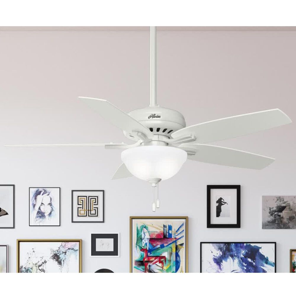 Hunter Newsome 52&quot; Ceiling Fan with Lights in Fresh White, , large