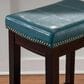 Linon Home Decor Claridge Counter Stool with Blue Cushion in Dark Brown, , large