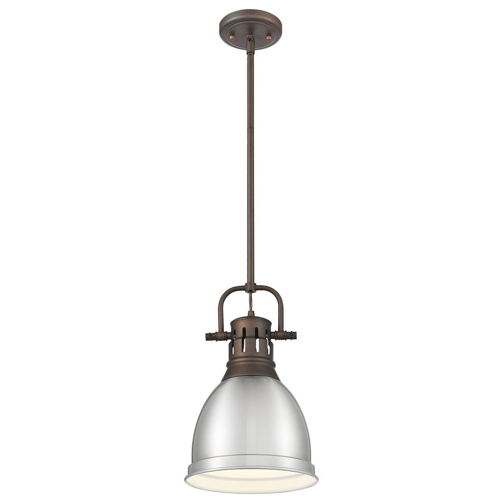 Golden Lighting Duncan 1-Light Small Pendant with Rod and Pewter Shade in Rubbed Bronze, , large