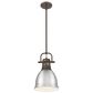 Golden Lighting Duncan 1-Light Small Pendant with Rod and Pewter Shade in Rubbed Bronze, , large