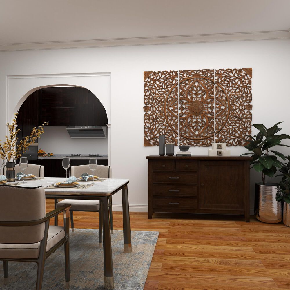 Maple and Jade 48&quot; x 16&quot; Traditional Wall Decor in Cinnamon Brown, , large
