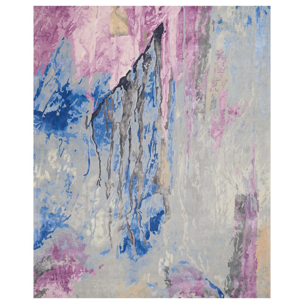 Nourison Prismatic PRS11 7"9" x 9"9" Silver, Purple and Blue Area Rug, , large