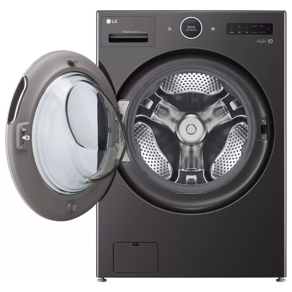 LG 2PC 5.0 Cu. Ft. Front Load Smart WashCombo All-in-One Washer/Dryer &amp; 27&quot; SideKick Pedestal Washer in Black Steel, , large