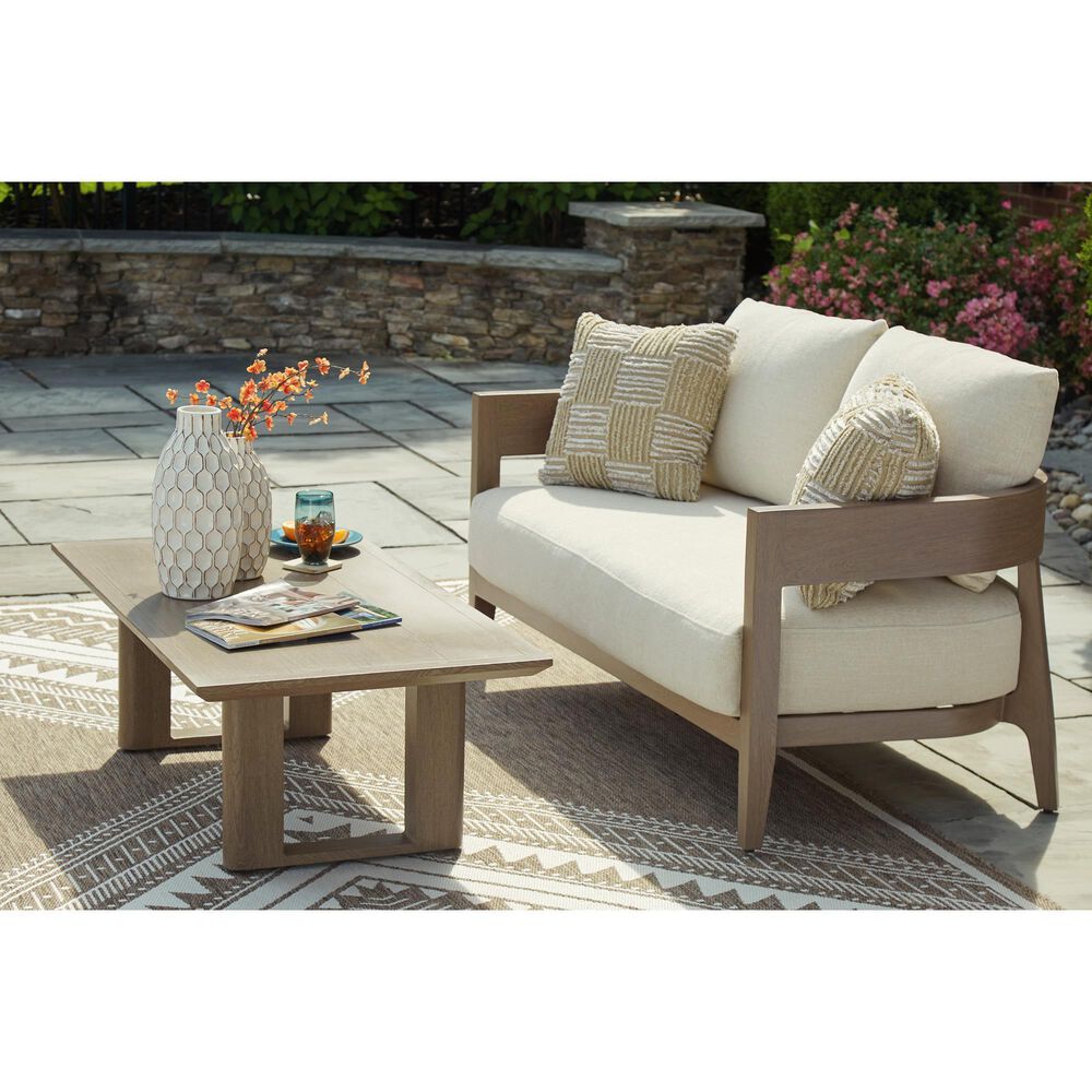 Ashley Serene Bay Patio Loveseat in White, , large