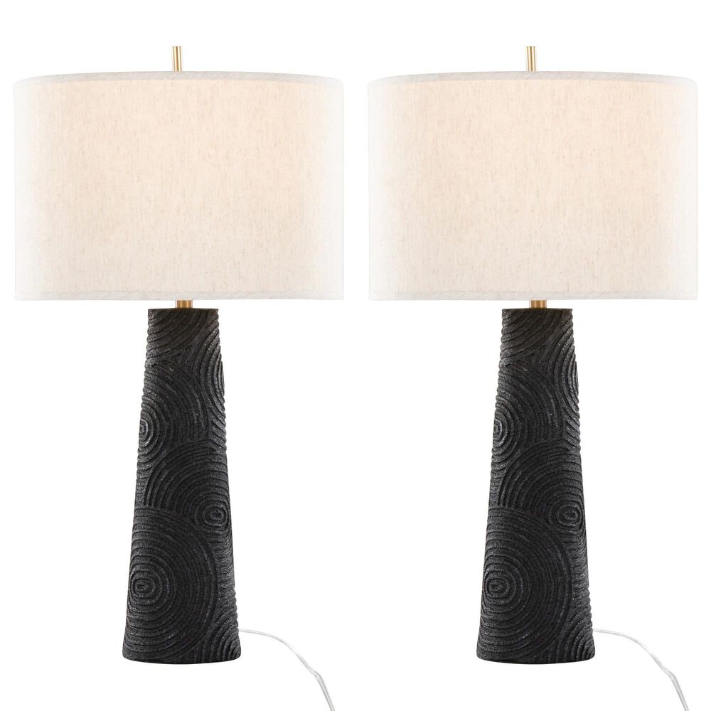 LumiSource Kona 31" Polyresin Table Lamp in Matte Black and Modern Brass (Set of 2), , large