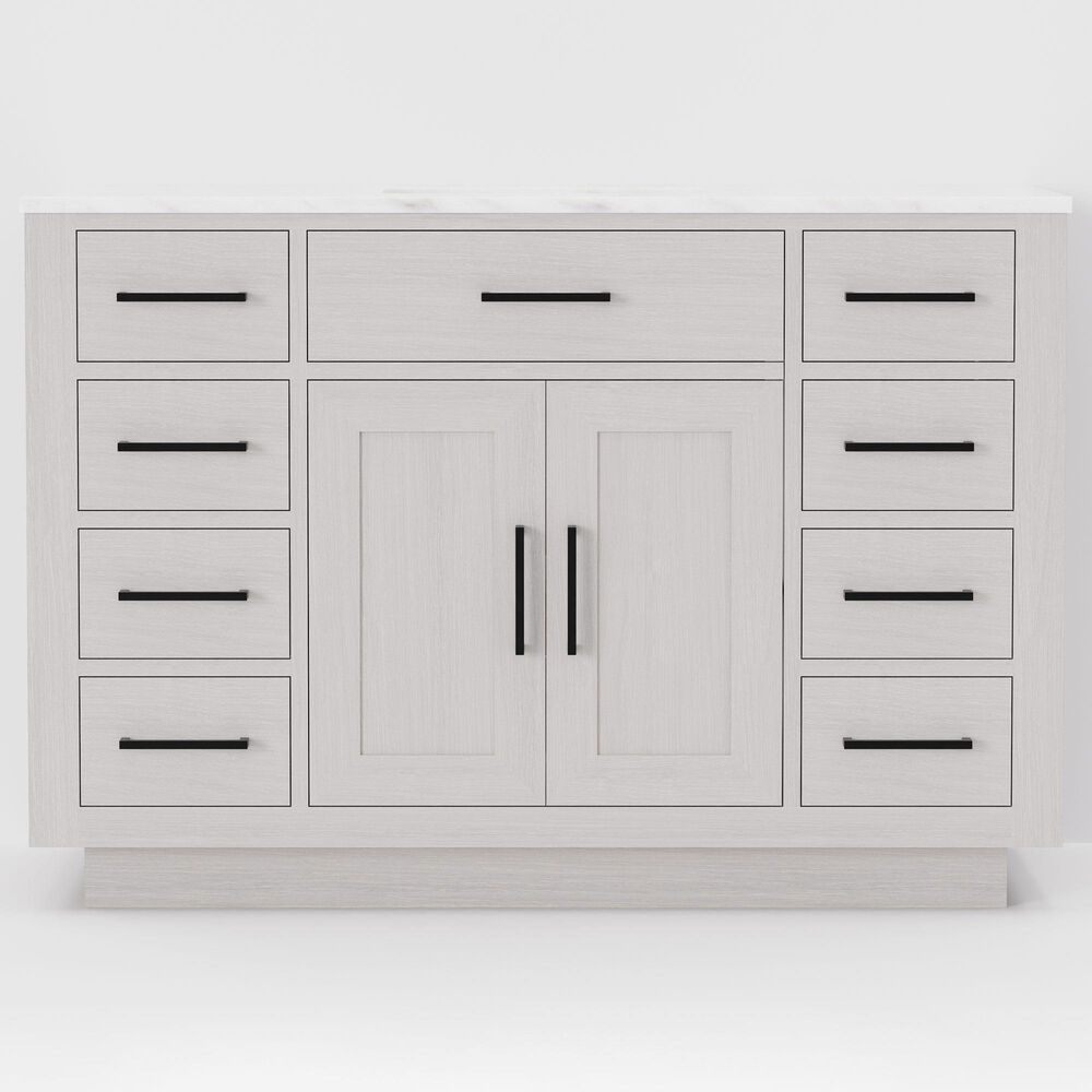 Lexora Home Abbey 48" Single Bathroom Vanity in White Oak with 2 cm White Carrara Marble Top and Rectangular Sink, , large