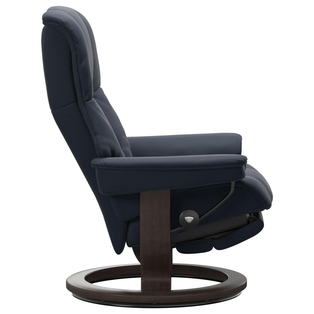 Stressless Mayfair Large Classic Power Recliner with Wenge Base in Paloma Oxford Blue, , large